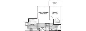 a floor plan of a bedroom apartment with a bathroom and a living room