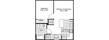 a floor plan of a bedroom apartment with a bathroom and a living room