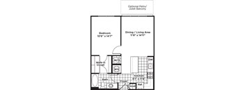 a floor plan of a small house with a kitchen and a living room