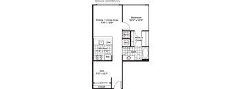 a floor plan of a small house with a kitchen and a living room