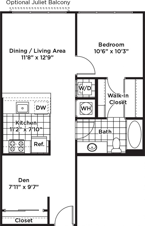 a floor plan of a small house with a kitchen and a living room
