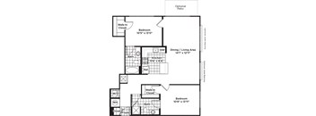 a floor plan of a house with a bedroom and a living room