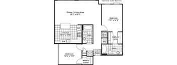 a floor plan of a house with a kitchen and a living room