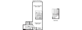 a floor plan of a house with a bedroom and a living room