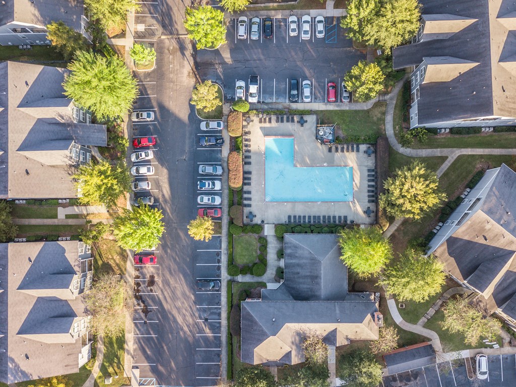 Twin Oaks Apartments in Hattiesburg Mississippi photo of arial view of our apartments with a swimming pool