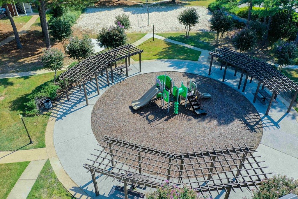 Enclave at Wolfchase Apartments in Cordova Tennessee photo of aerial view of playground