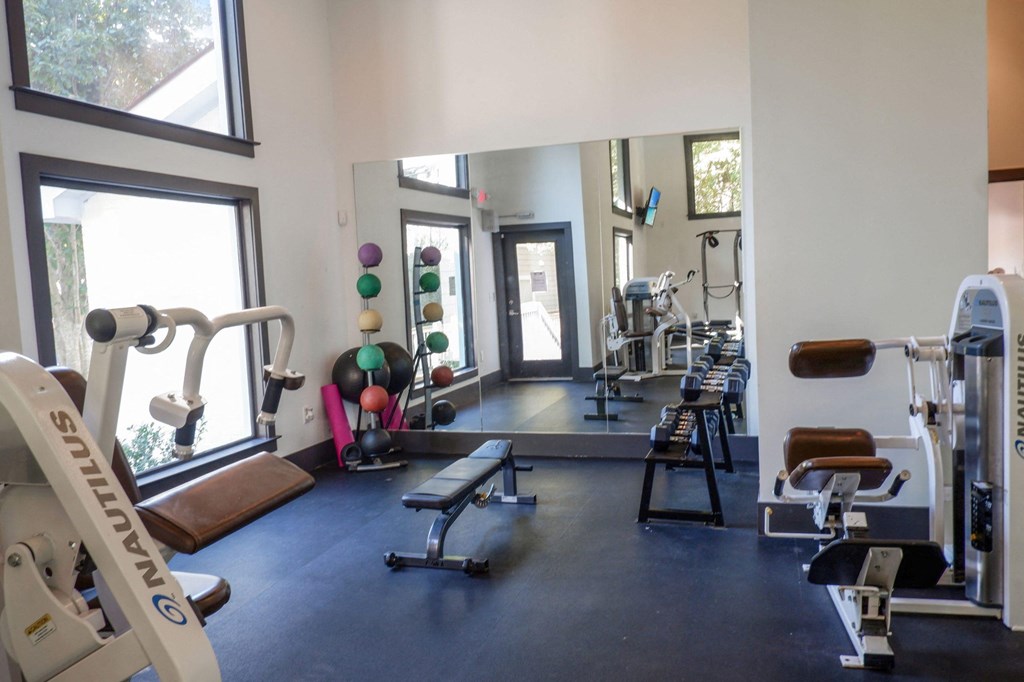 1 Park Central Apartments, Peachtree Corners, Georgia photo of well-equipped fitness center