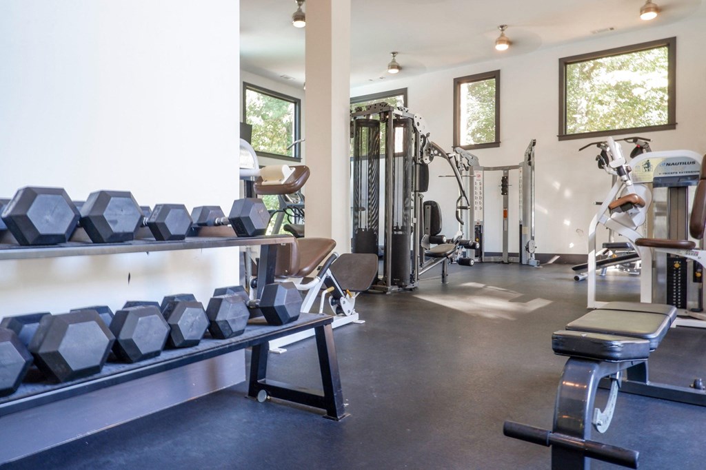 1 Park Central Apartments, Peachtree Corners, Georgia photo of well-equipped fitness center