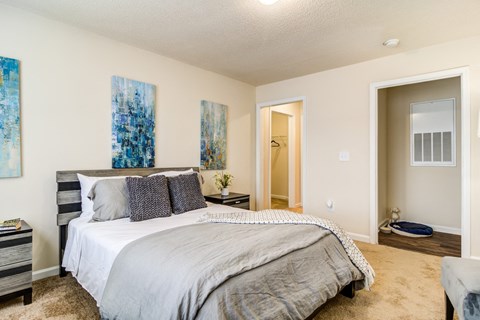 Pet-friendly apartment bedroom at Ashford at Spring Lake Atlanta GA