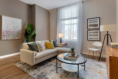 Living Room Interior at Cosmopolitan Apartments, Saint Paul, MN, 55101