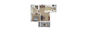 3D render of a floor plan