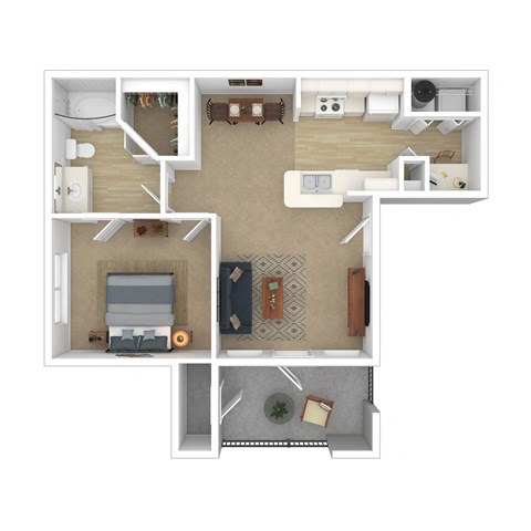 3D render of a floor plan