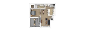 3D render of a floor plan