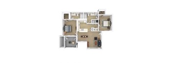 3D render of a floor plan