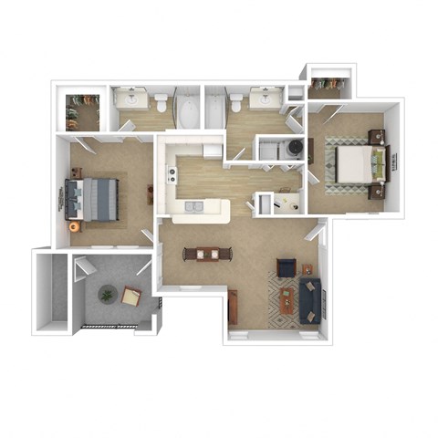 3D render of a floor plan