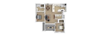 3D render of a floor plan