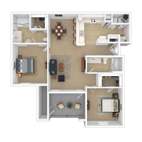 3D render of a floor plan