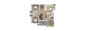 3D render of a floor plan