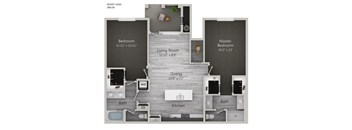 Desert Oasis 2BR 2BA 2D Floor Plan
