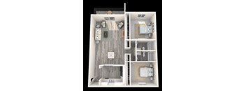2 Bed, 2 Bath, 1100 sq. ft. Dogwood floor plan