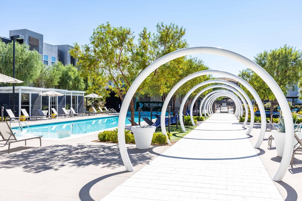 the archway by the pool at the grove resort and spa
