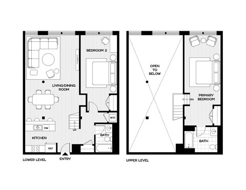 two layouts of a floor plan of a house