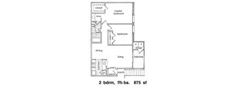 2BR/ 1 1/3 875 sq. ft.