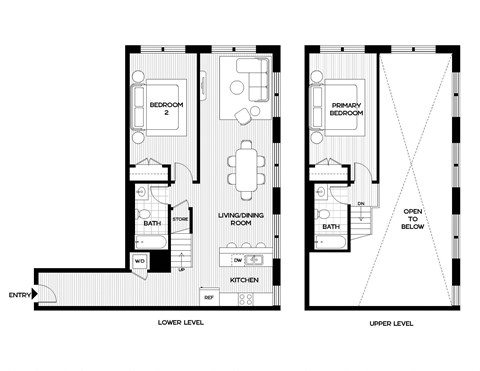 a floor plan of a small house with a bedroom and a living room