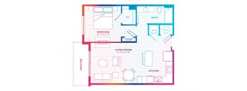 a floor plan of a house with bedrooms and a living room