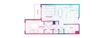 a floor plan of a house with bedrooms and a living room