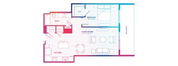 a floor plan of a house with a bedroom and a living room
