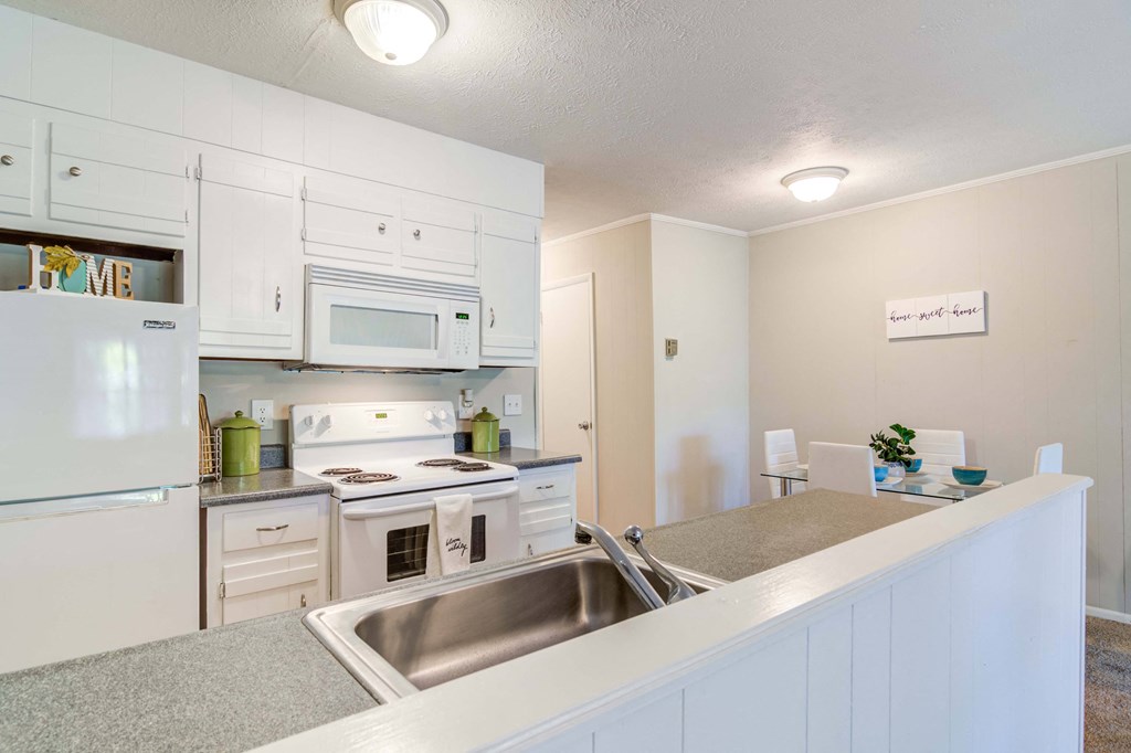 The Element at 3900 Macon, GA Apartment apartments in Macon Georgia photo of White appliances Kitchen alternate view