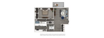 One-bedroom apartment floor plan at Elliot Norcross Apartments in Norcross GA