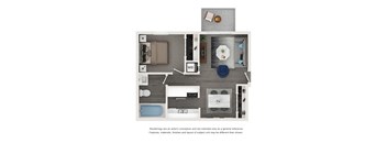 Spacious 1-bedroom layout with open living and dining area at Elliot Norcross Norcross GA