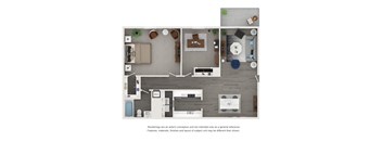 Two-bedroom apartment floor plan at Elliot Norcross Apartments Norcross Georgia