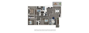 Modern 3-bedroom floor plan with private balcony and upgraded kitchen at Elliot Norcross