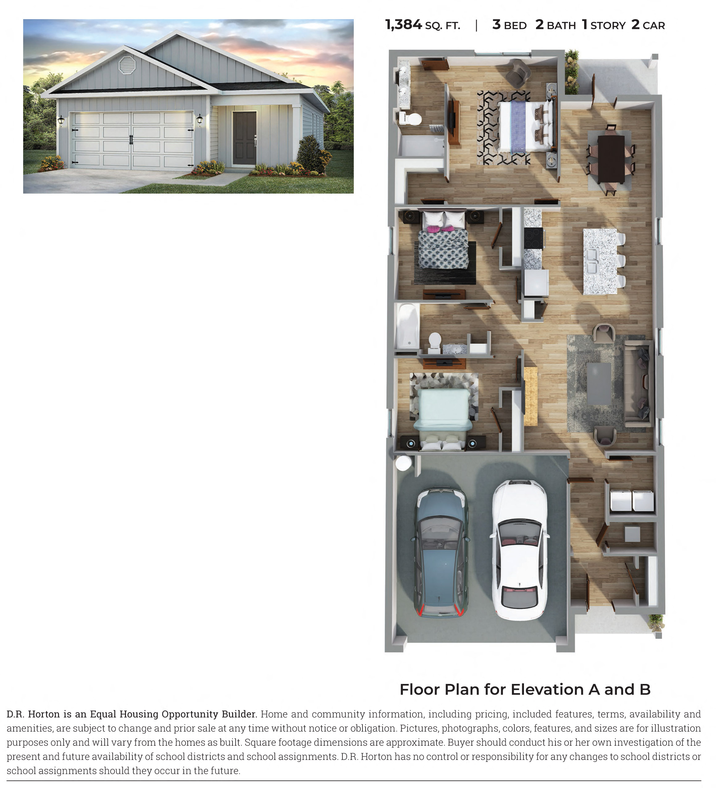 PLAN 1384 Floor Plan at Emerald Lakes South, Ocean Springs, Mississippi