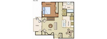 1 Bedroom 1 Bathroom Floorplan