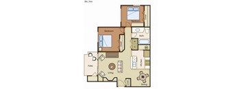 2 Bedroom 1 Bathroom Floorplan