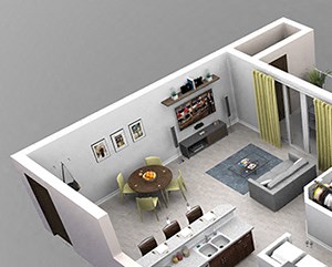 2 Bed, 2 Bath, 1146 sq. ft. Encinitas Floor Plan