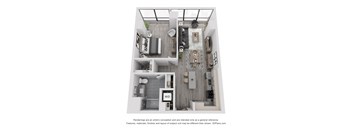 a 2 bedroom floor plan with a bathroom and a living room