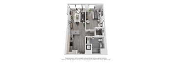 a 1 bedroom floor plan with a bathroom and a living room