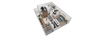 Enova A1 1 Bedroom 801 sf Floor Plan