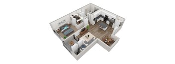 Enova A3 1 Bedroom 814 sf floor plan