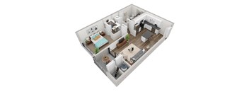 Enova A4 1 Bedroom 734 sf floor plan