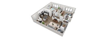 Enova B1 2 Bedroom 1016 sf Floor Plan