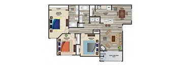 A detailed floor plan of a house layout with labeled rooms and dimensions.