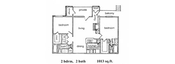2BR/2BA 1013 sq. ft.