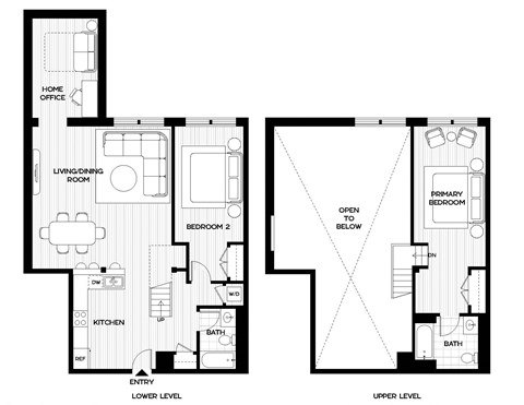 floor plan of the first and second floors of the apartment