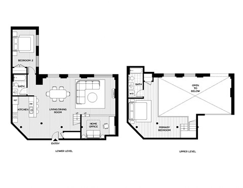 floor plan of the lower level and the upper level of the house